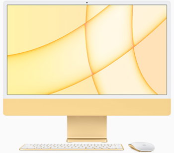 Sistem Desktop PC iMac 24" (2021) cu procesor Apple M1, 24", Retina 4.5K, 8GB, 256GB SSD, 8-core GPU, Yellow, INT KB, Magic Keyboard + Mouse