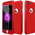 Husa full cover 360 folie sticla iphone 8 plus red, 