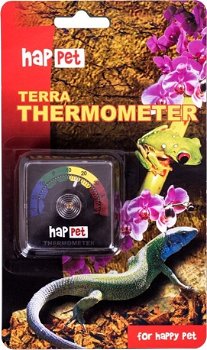 Termometru pentru terariu, Happet, 5 x 5 x 2 cm, Negru