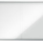 Avizier NOBO Premium Plus, interior, otel emailat, 18x A4, geam glisant si cheie, magnetic, alb, Nobo