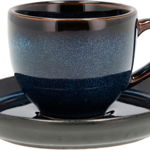 Ceasca cu farfurie Dark Blue, Ceramica, 70 ml