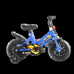 Bicicleta cu roti ajutatoare, 2 - 6 ani, 12', Albastru, Frane, Sezut reglabil, 