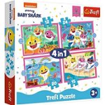 Puzzle Trefl 4 in 1 - Baby Shark, Familia Shark, 12/15/20/24 piese