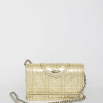 Tory Burch Fleming Soft Metallic Square Quilt Chain Wallet Bag GOLD, Tory Burch