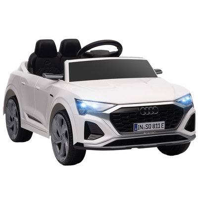AIYAPLAY Mașină Electrică pentru Copii, 12V Audi Q8, 3-5 km/h, Telecomandă, Faruri, Muzică, Alb | Aosom Romania, AIYAPLAY