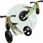 Bicicleta/tricicleta fara pedale din lemn, 2 in 1, functie de bicicleta echilibru, scaun reglabil, roti ajustabile, manere antiderapante, varsta 1-3 ani, free2move, mint, Free2Move