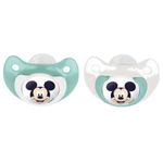 Set 2 Suzete Ortodontice DISNEY Baby Mickey Mouse din Silicon cu Capac de Protectie 0 - 6Luni  Alb/Albastru, Stor