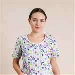 Bluza Medicala Alba Cu Cercuri Dama Tercot 160g Sonia, MISSENA