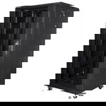 Dulap rack metalic, Lanberg, sticla fumurie, 22U, 600x600mm, negru