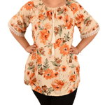 Bluza crem cu flori portocalii- cod H9020P