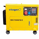 Generator insonorizat Stager YDE7000TD3, diesel, trifazat, cu automatizare