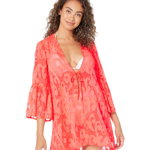 Imbracaminte Femei Lilly Pulitzer Motley Cover-Up Spicy Coral Poly Crepe Swirl Clip, Lilly Pulitzer