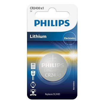 Baterie philips, butoni (cr2430), 3v litiu, 1 buc., "cr2430/00b" (include tv 0.01 lei)