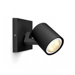 Spot LED extensie Philips Hue Runner, Bluetooth, GU10, 5W, (50W), 350 lm, lumina alba (2200-6500), IP20, 11cm, Metal, Negru, PHILIPS HUE