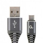 GEMBIRD CC-USB2B-AMCM-1M-WB2 Gembird Premium cotton braided Type-C USB charging and data cable,1m,grey/white, Gembird