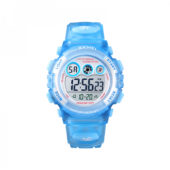 Ceas de copii sport SKMEI 1451 waterproof 5ATM cu cronometrualarma data si iluminare ecra albastru, Skmei