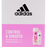 Adidas caseta femei:Spray deodorant+Gel de dus 150+250 ml Control&Smooth