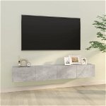 vidaXL Dulapuri TV perete 2 buc. gri beton 100x30x30 cm lemn compozit, vidaXL