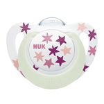 Suzeta Nuk Star Night Silicon 6-18 luni M2 Roz, NUK