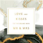 Felicitare - Gold Rush - Love and Kisses to the New Mr & Mrs, Alb, Standard, Hartie, 120 x 170 mm