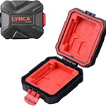 Carcasa pentru carduri de memorie LYNCA, ABS, negru/rosu, 7,3 x 6 x 2,5 cm, 