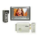 Kit Interfon video SilverCloud House 715 cu ecran LCD de 7 inch si Yala electromagnetica SilverCloud YL500, PNI