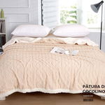 Patura Cocolino Tip Tricotaj Cu Blanita 200x230cm - Crem, 