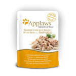 APPLAWS Cat Adult Pouch Chicken Breast with Beef in Jelly Plicuri hrana pisici, pui si vita in aspic 16x70 g, APPLAWS