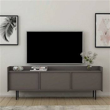 Comoda TV, Inarch, Atlas, 183.6x63x37 cm, Gri/Negru, Inarch