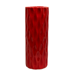 Vază din ceramică, roșie, cu model în valuri, 18,5x7 cm, 
