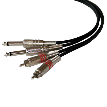 Cablu 2 x RCA tata-2 x jack 6.35 mm mono, lungime 3 m