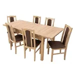 Set masa extensibila 140x180cm cu 6 scaune tapitate, mb-21 modena1 si s-37 boss7 s6, sonoma, lemn masiv de fag, stofa, Vmobila