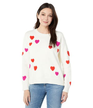 Imbracaminte Femei DRAPER JAMES Multi Heart Crew Neck Sweater Magnolia White Multi, DRAPER JAMES