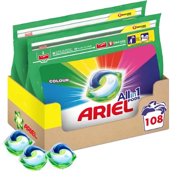 Detergent de rufe capsule Ariel All in One PODS Color, 2x54 buc, 108 spalari