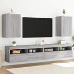 vidaXL Comode TV de perete, 2 buc., gri sonoma, 40,5x30x60 cm, lemn, vidaXL