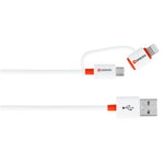Cablu Skross, USB 2 in 1 cu conector micro USB - lightning, Essentials Line, 1 m, alb
