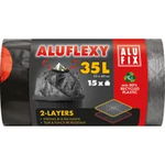 Saci de gunoi cu snur ALUFLEXY LDPE 53x60cm steel 35L/15buc ALUFIX