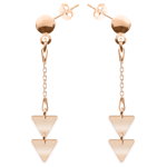 Triangle - Cercei personalizati doua triunghiuri cu tija din argint 925 placat cu aur roz, BijuBOX