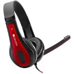CANYON HSC-1 basic PC headset with microphone  combined 3.5mm plug  leather pads  Flat cable length 2.0m  160*60*160mm  0.13kg  Black-red