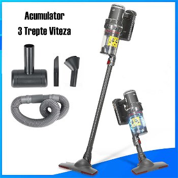 Aspirator vertical, Acumulator, Sokany SK-3377, 1.1 L, autonomie 40 min, accesorii, Gri, Sokany