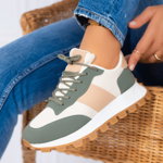 Pantofi Sport, culoare Verde, material Textil, Piele Ecologica Intoarsa - cod: P12580, ABC