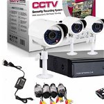 Sistem supraveghere CCTV kit DVR 4 camere exterior/interior, cu HDMI, internet, infrarosu, optiune vizionare de pe Smartphone, accesorii complete, la 675 RON in loc de 1500 RON, Red Online Shop