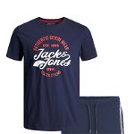 Jack & Jones, Set de tricou cu imprimeu logo si pantaloni scurti - 2 piese