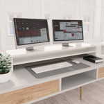 vidaXL Suport monitor, alb extralucios, 100x24x13 cm, lemn prelucrat, vidaXL