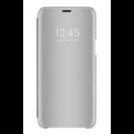 Husa Tip Carte Mirror Samsung Galaxy A21s, Silver Cu Folie Sticla Upzz Glass Inclusa In Pachet, Upzz