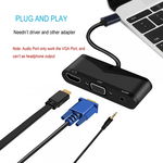 Adaptor convertor 3 in 1 USB 3.1 Type-C la HDMI 4K@60Hz, VGA si port audio 3.5mm, negru, krasscom