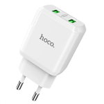 Incarcator Retea cu cablu USB Tip-C HOCO N6 Charmer, Quick Charge, 18W, 2 X USB (Alb), Hoco