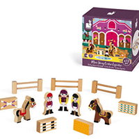 Set de joaca din lemn, Mini povesti Janod, Scoala de echitatie