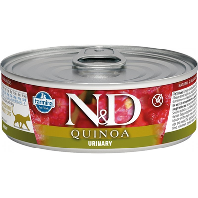 Hrana umeda cu rata pentru pisici N&D Quinoa Urinary, 80 g, Farmina