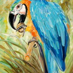 Caroline`s Treasures Carolines Comori JMK1147GF Blue Parrots Flag Garden Size Albastru Small, 